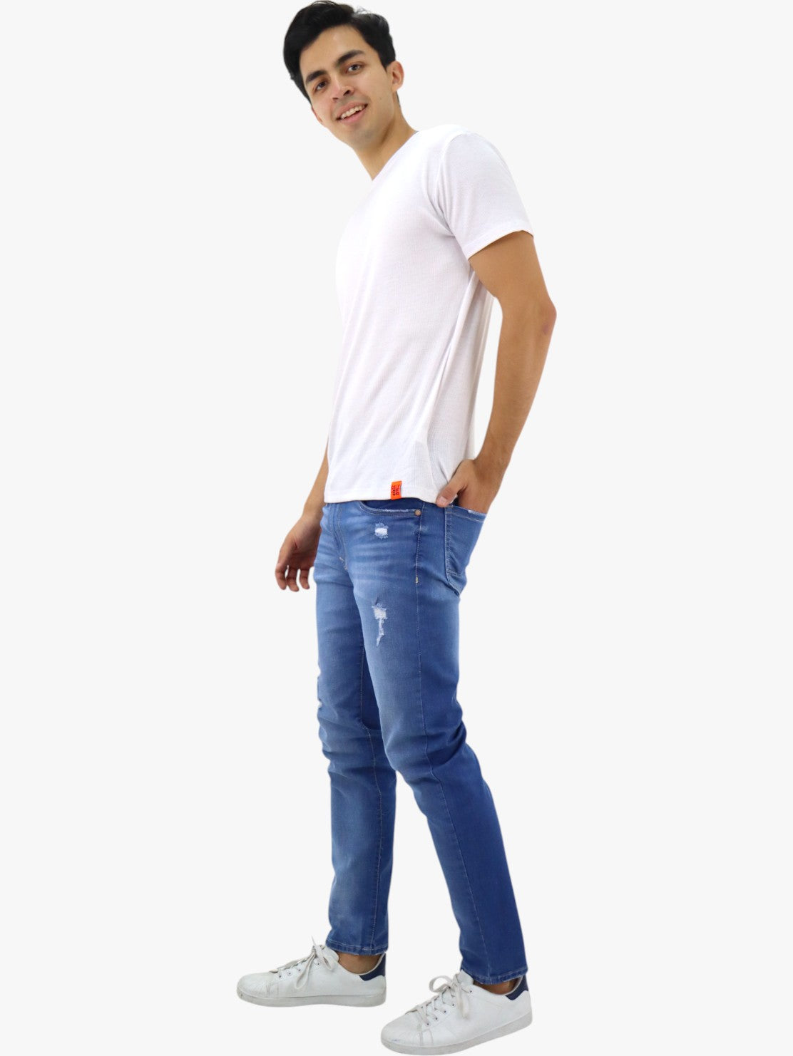Jeans slim/skinny con destrucción