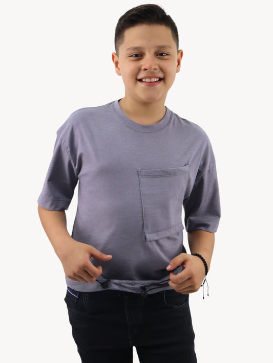 Playera manga corta de color gris