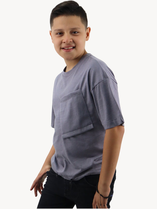 Playera manga corta de color gris