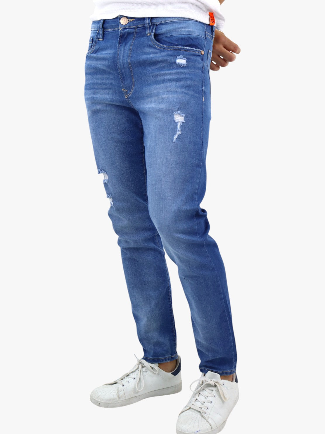 Jeans slim/skinny con destrucción