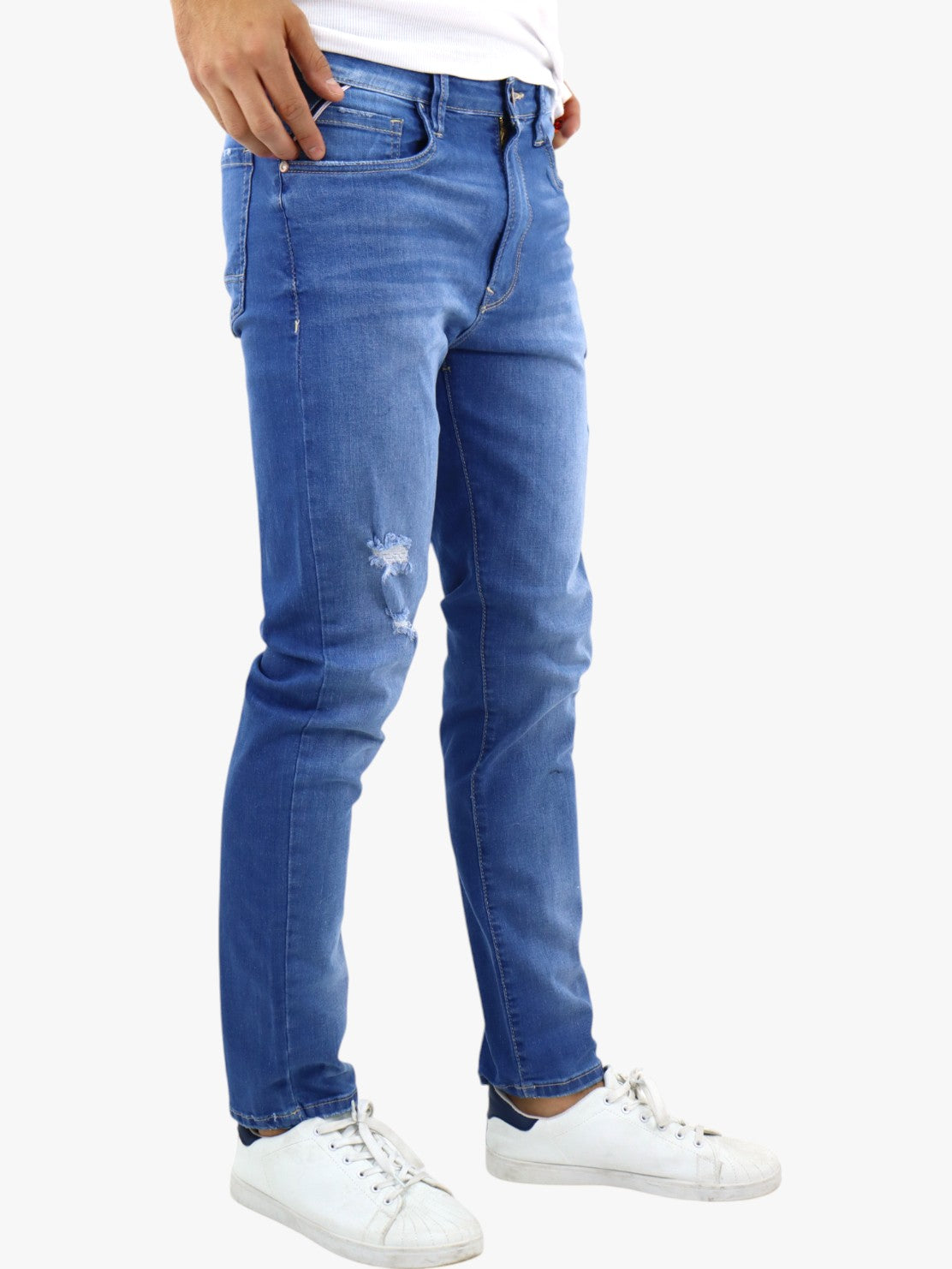 Jeans slim/skinny con destrucción