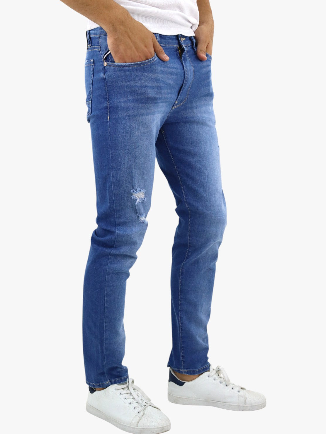 Jeans slim/skinny con destrucción