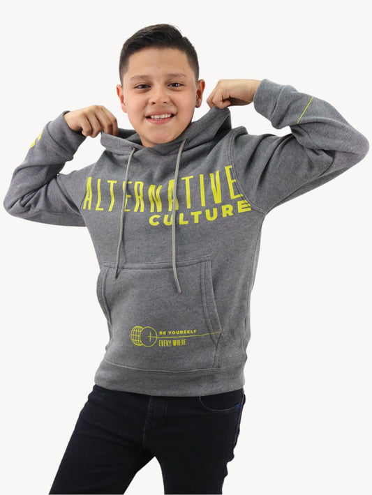 Sudadera cerrada con capucha gris