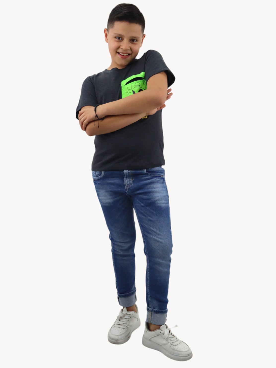 Jeans skinny de color azul medio