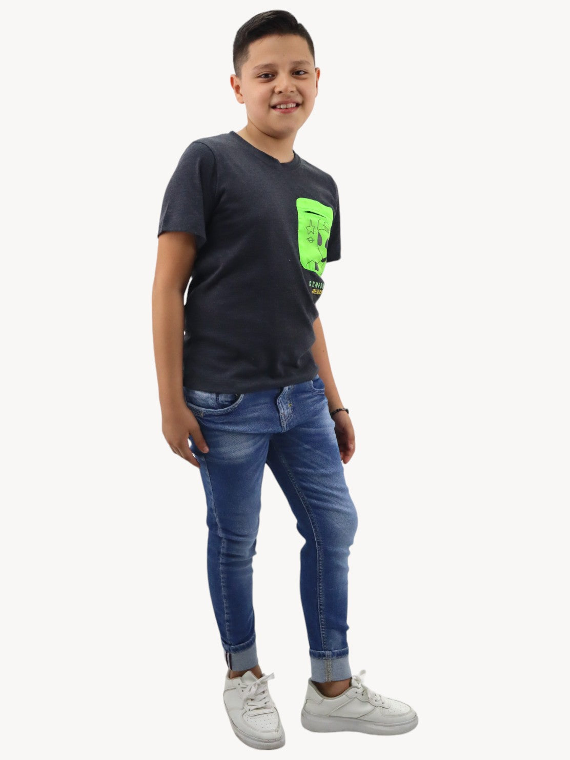 Jeans skinny de color azul medio