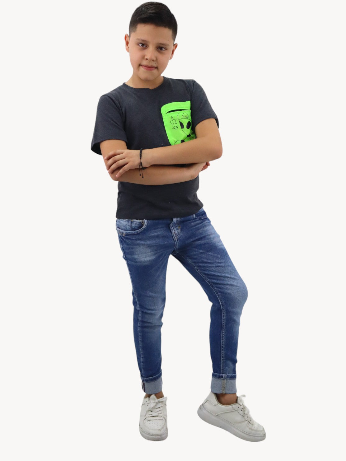 Jeans skinny de color azul medio