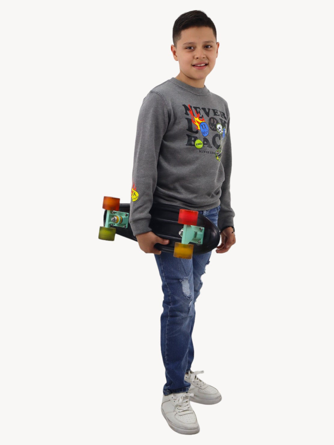 Sudadera cerrada gris skateboard