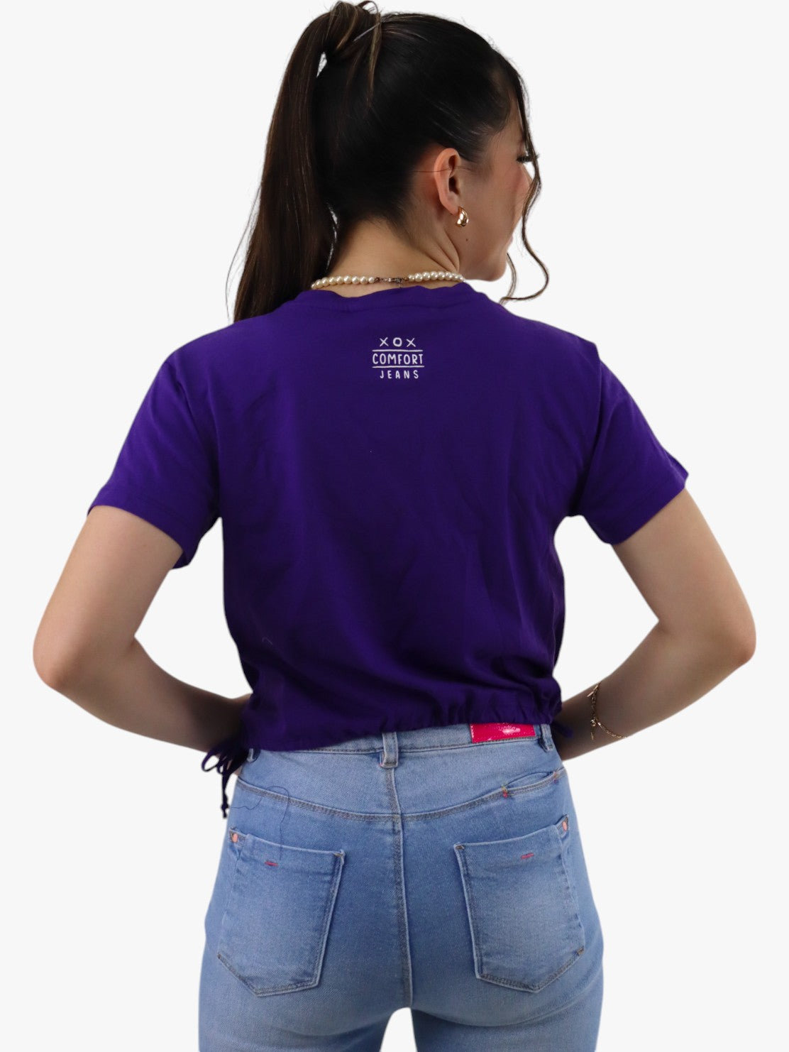 Playera morada con juego de gato
