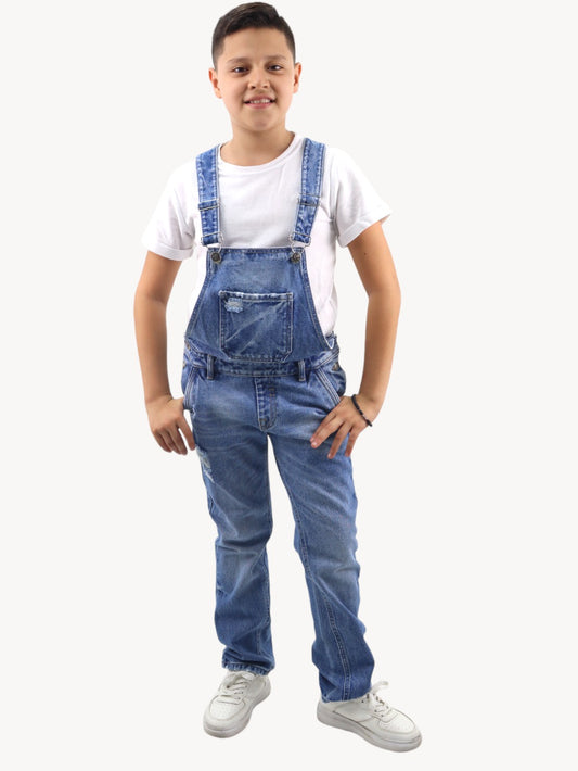 Peto slim de color azul medio con destrucción