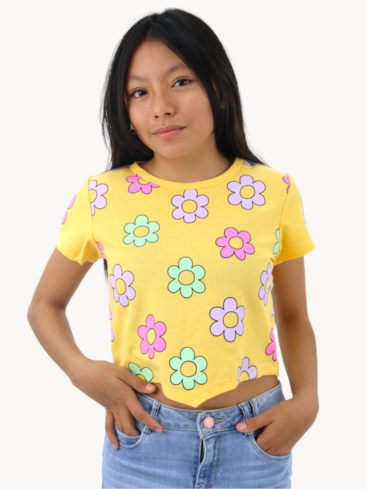 Playera manga corta con print floral