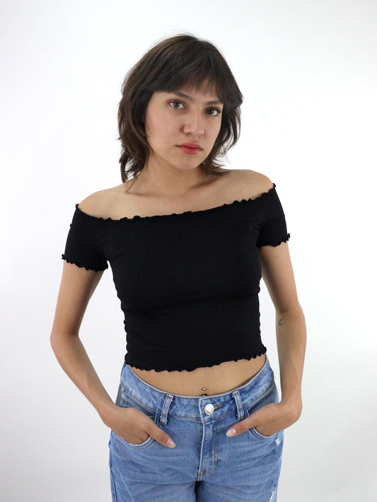 Playera manga corta de licra color negro