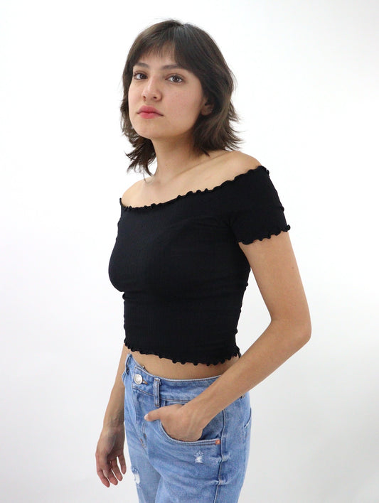 Playera manga corta de licra color negro