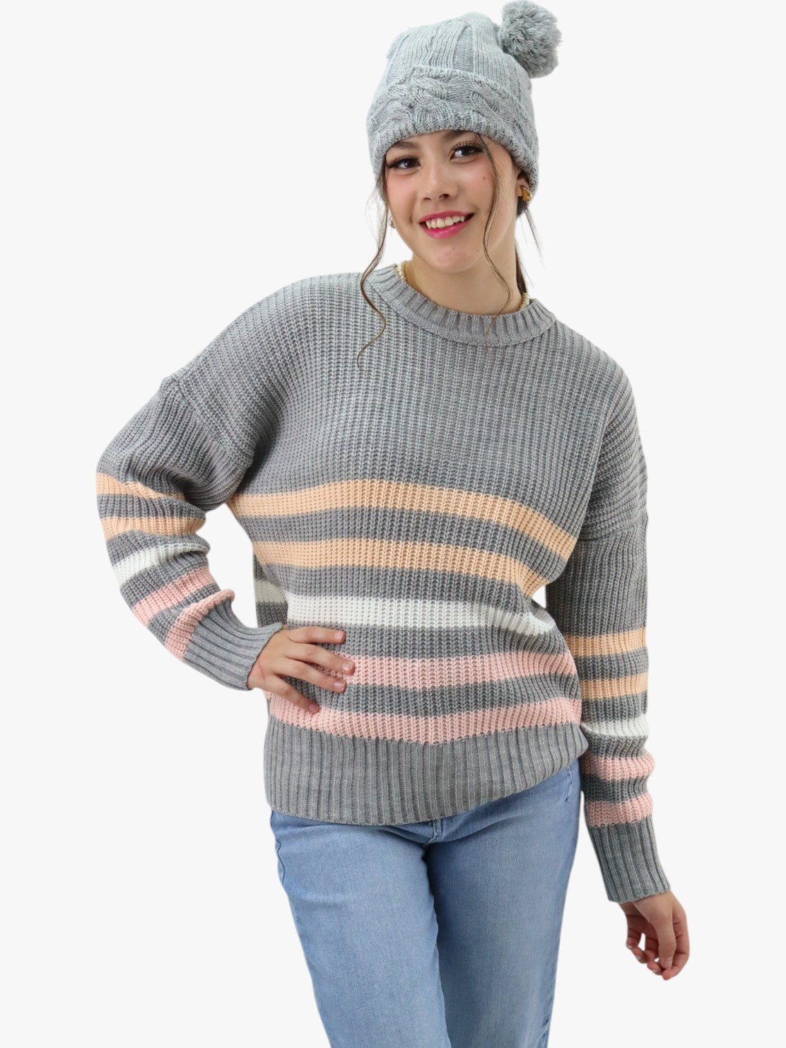 Suéter tejido combinado a rayas