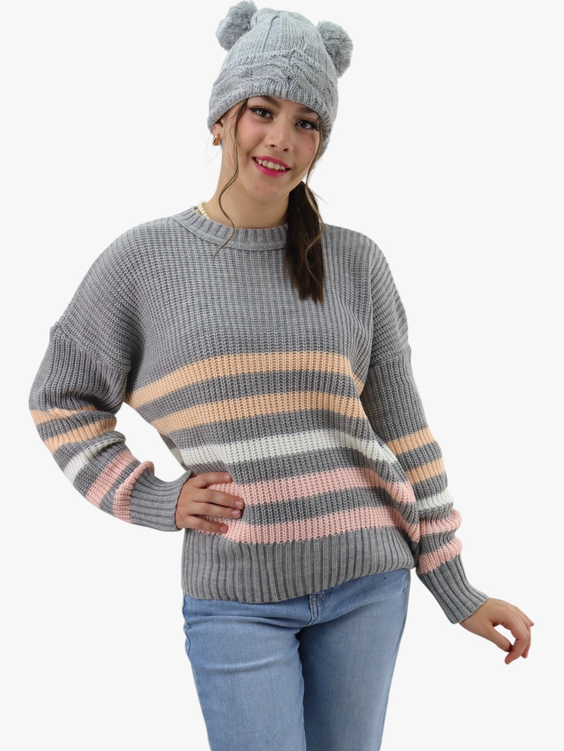 Suéter tejido combinado a rayas