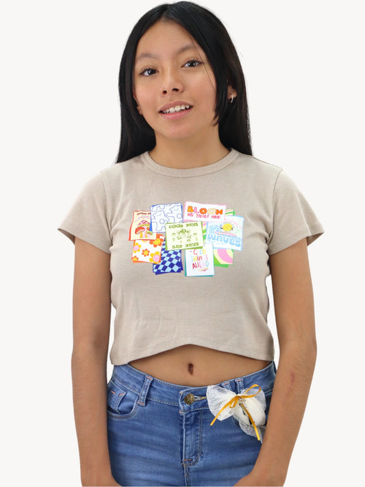 Playera beige con estampado