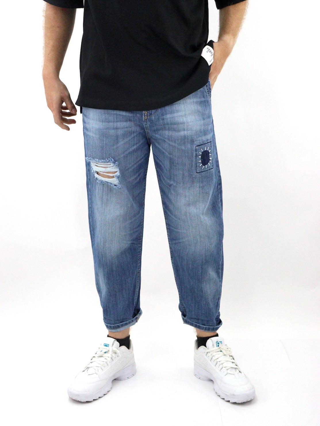 Jeans estilo loose azul medio