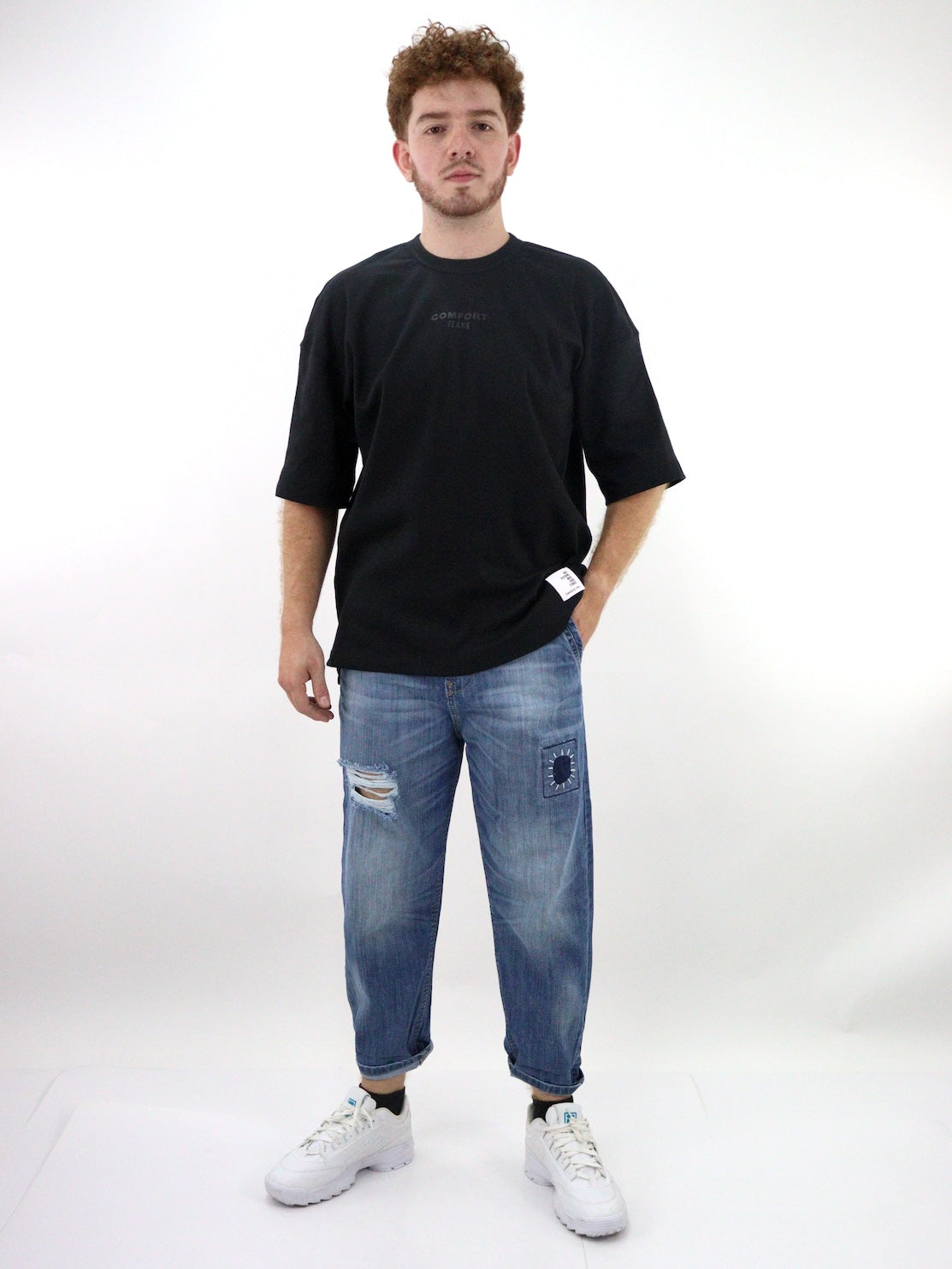 Jeans estilo loose azul medio