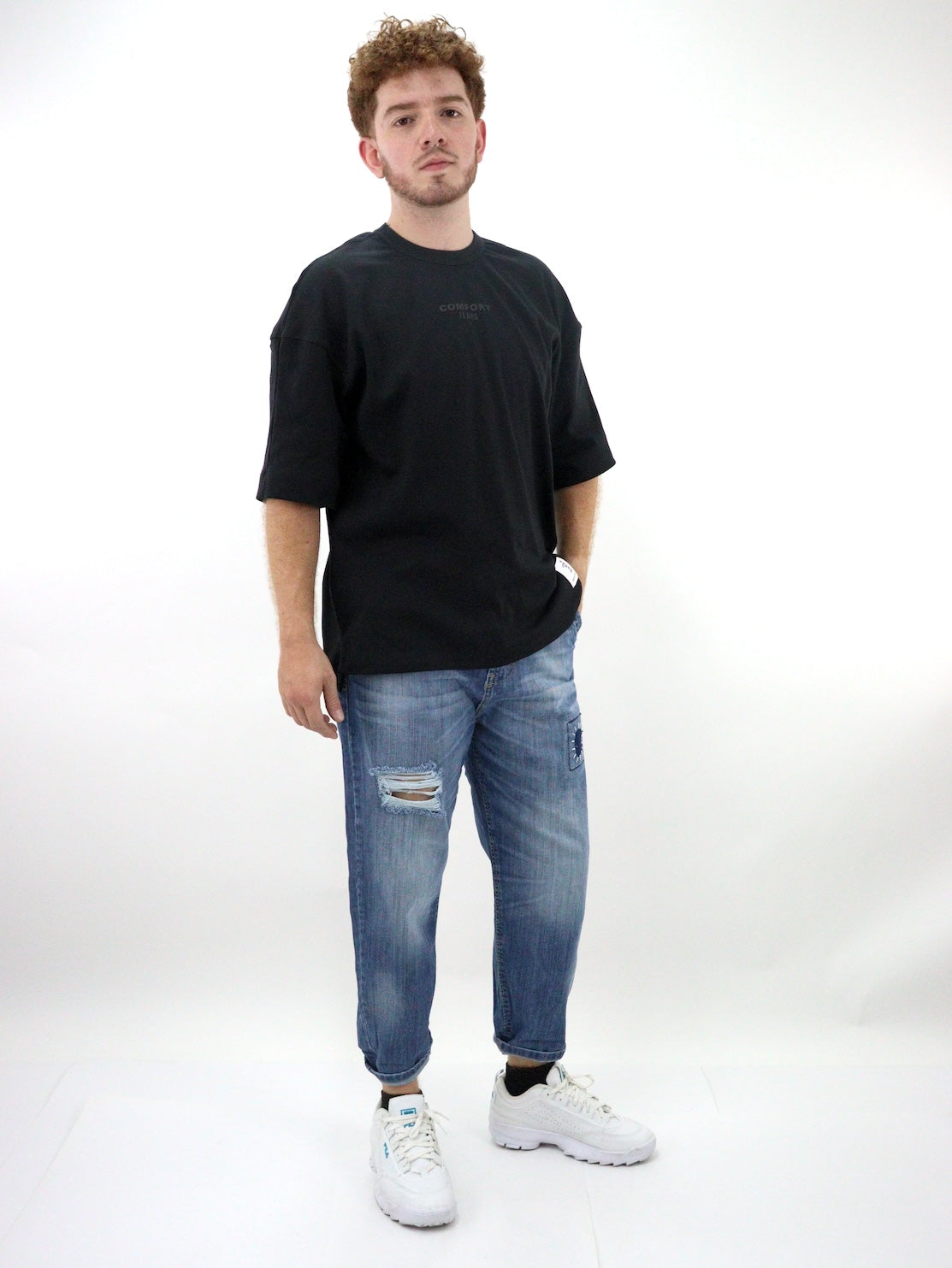 Jeans estilo loose azul medio