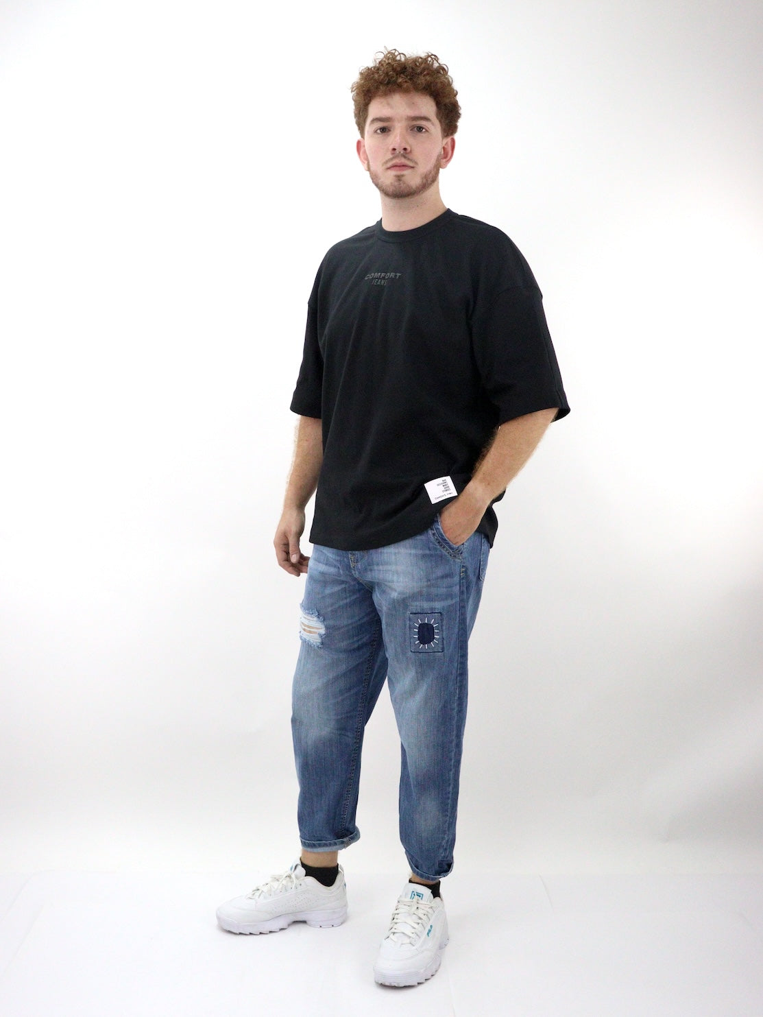 Jeans estilo loose azul medio