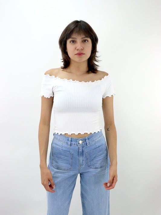 Playera manga corta de licra color blanco