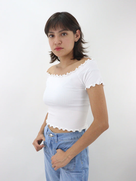 Playera manga corta de licra color blanco