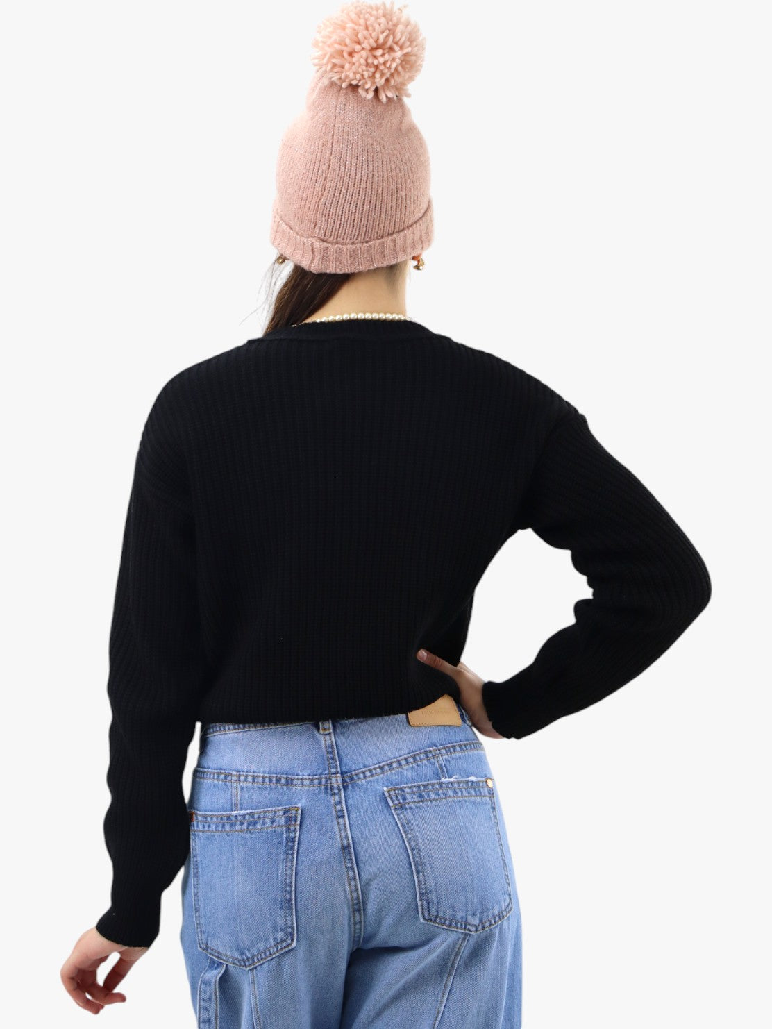 Suéter con botones y bolsillos al frente negro