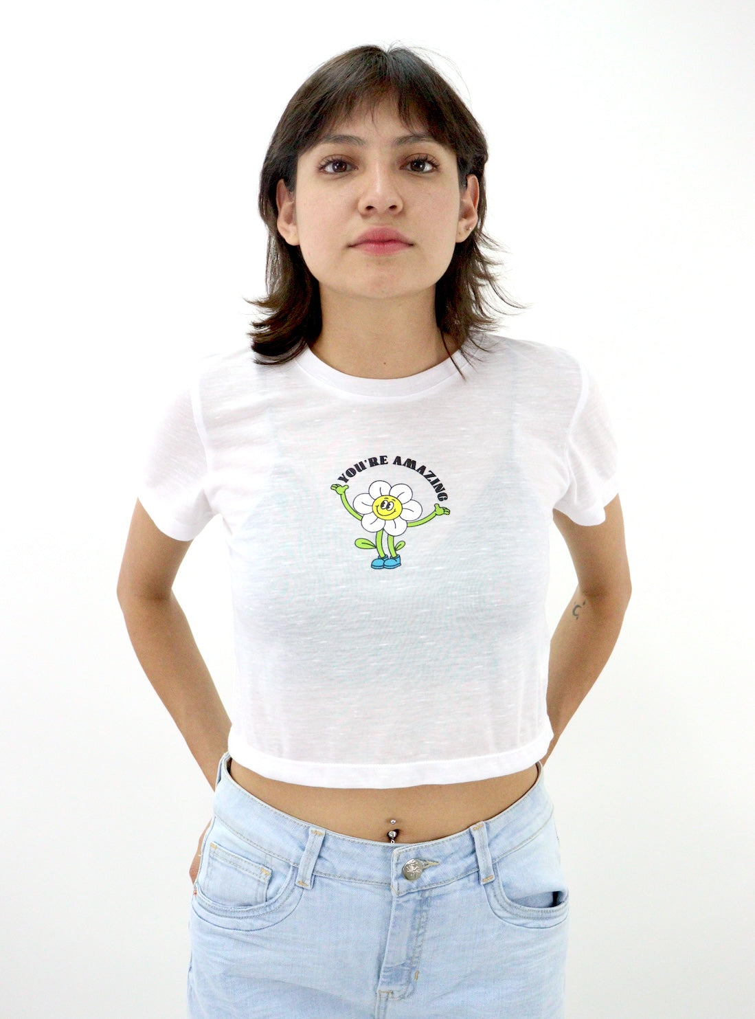 Playera slim size con estampado floral