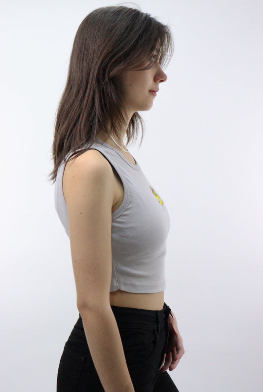 Playera tank de color arena con estampado