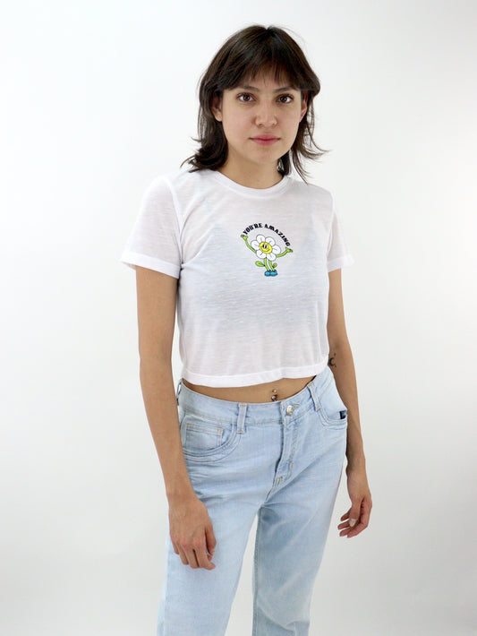 Playera slim size con estampado floral