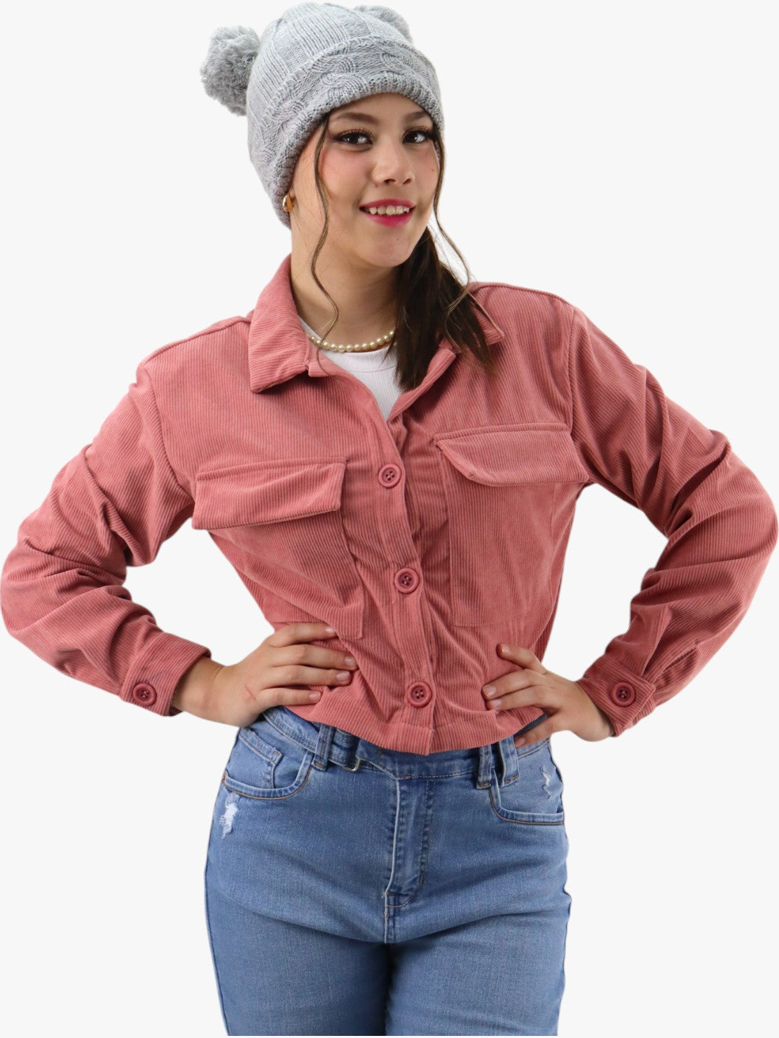 Sobrecamisa de pana rosa palo