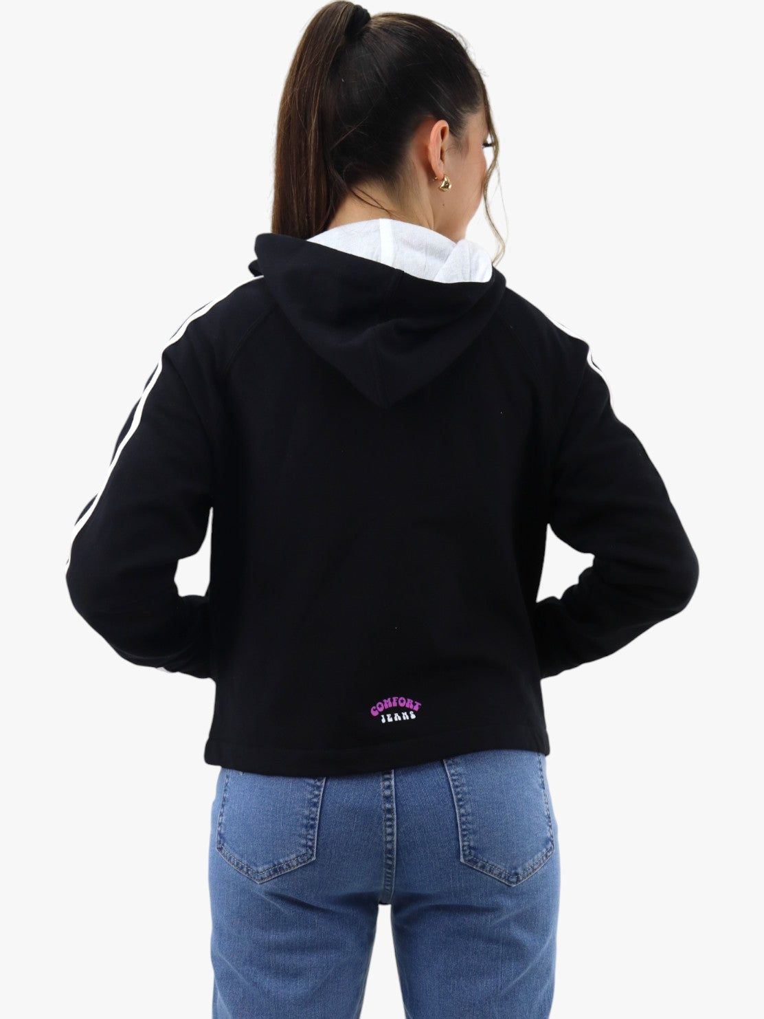 Sudadera con franjas de color negro