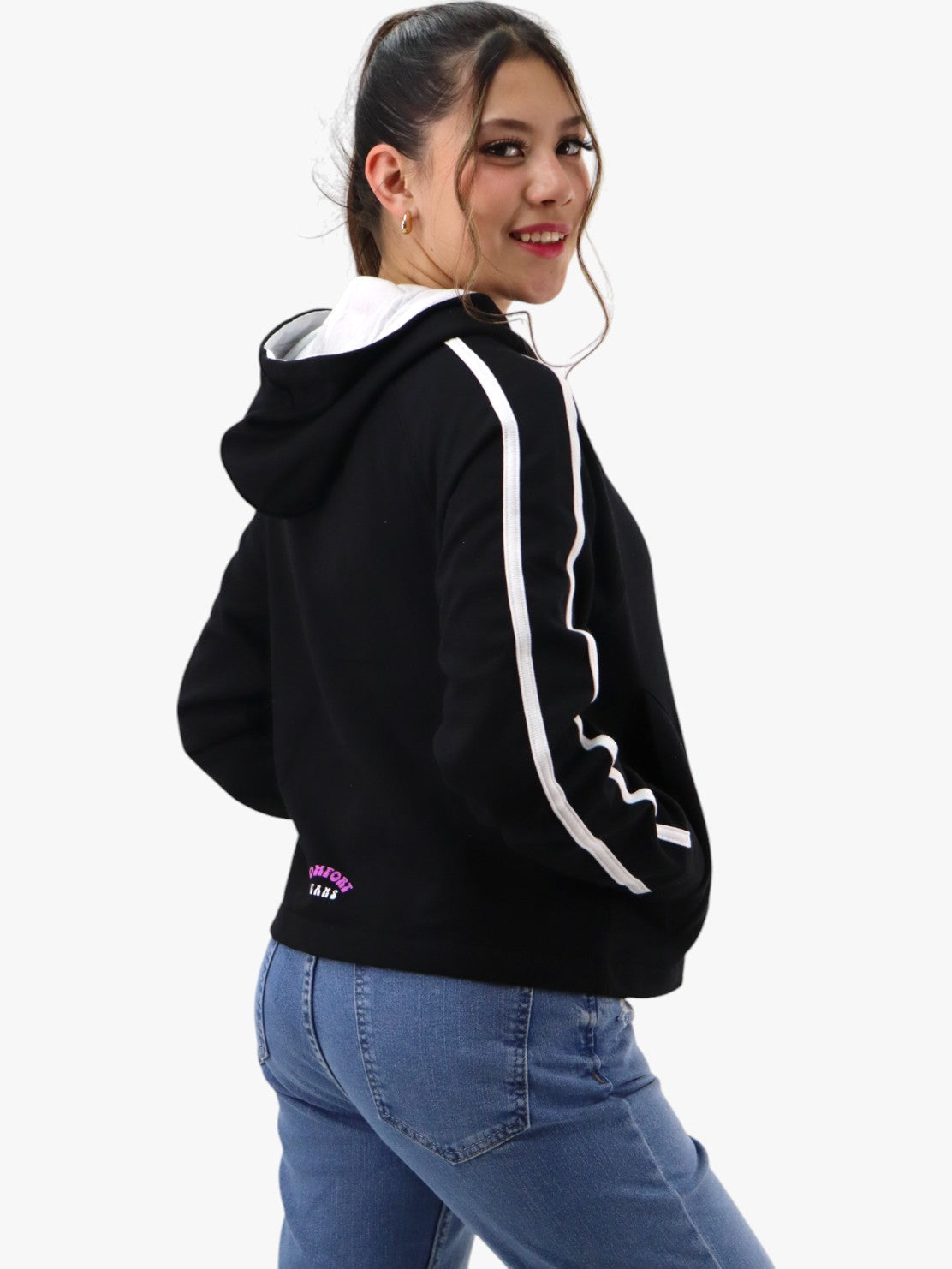 Sudadera con franjas de color negro