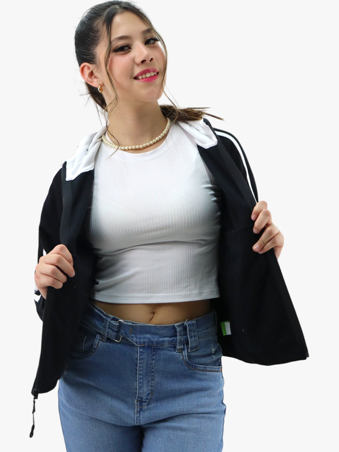 Sudadera con franjas de color negro