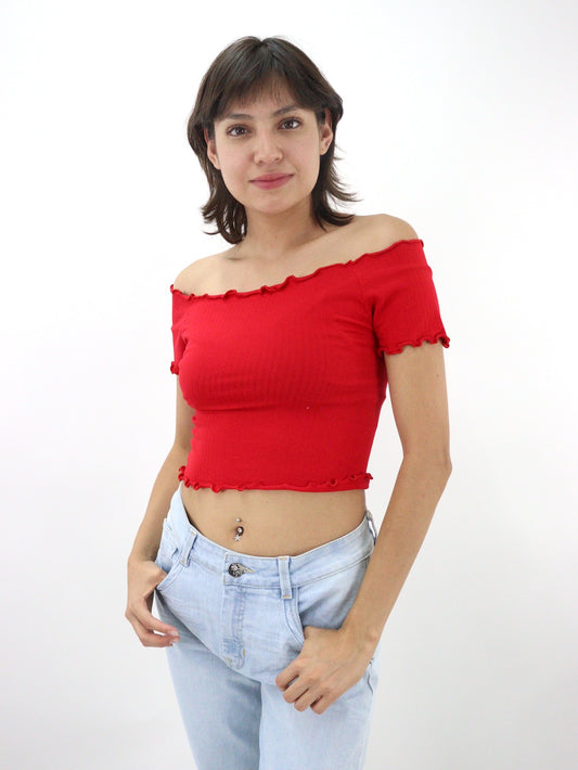 Playera manga corta de licra color rojo