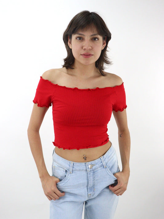 Playera manga corta de licra color rojo