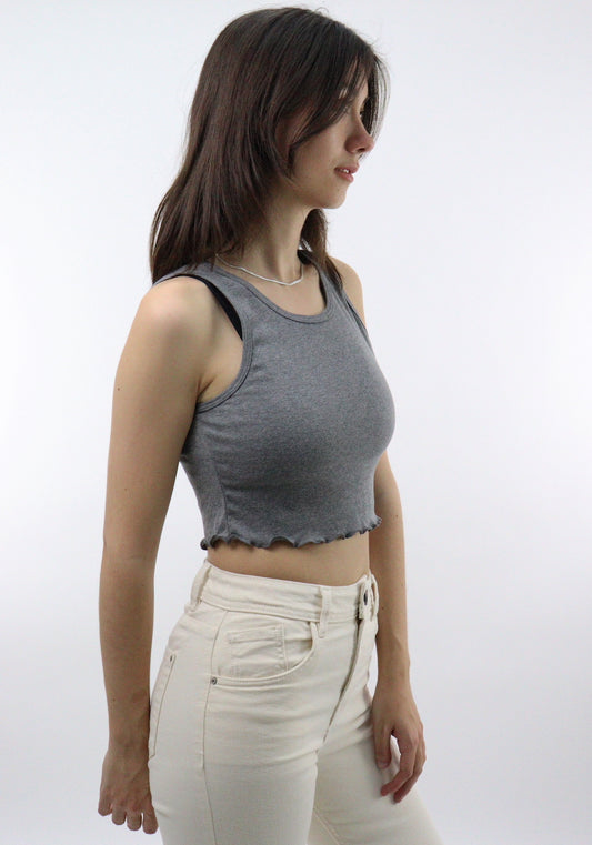 Playera tank de color gris oxford