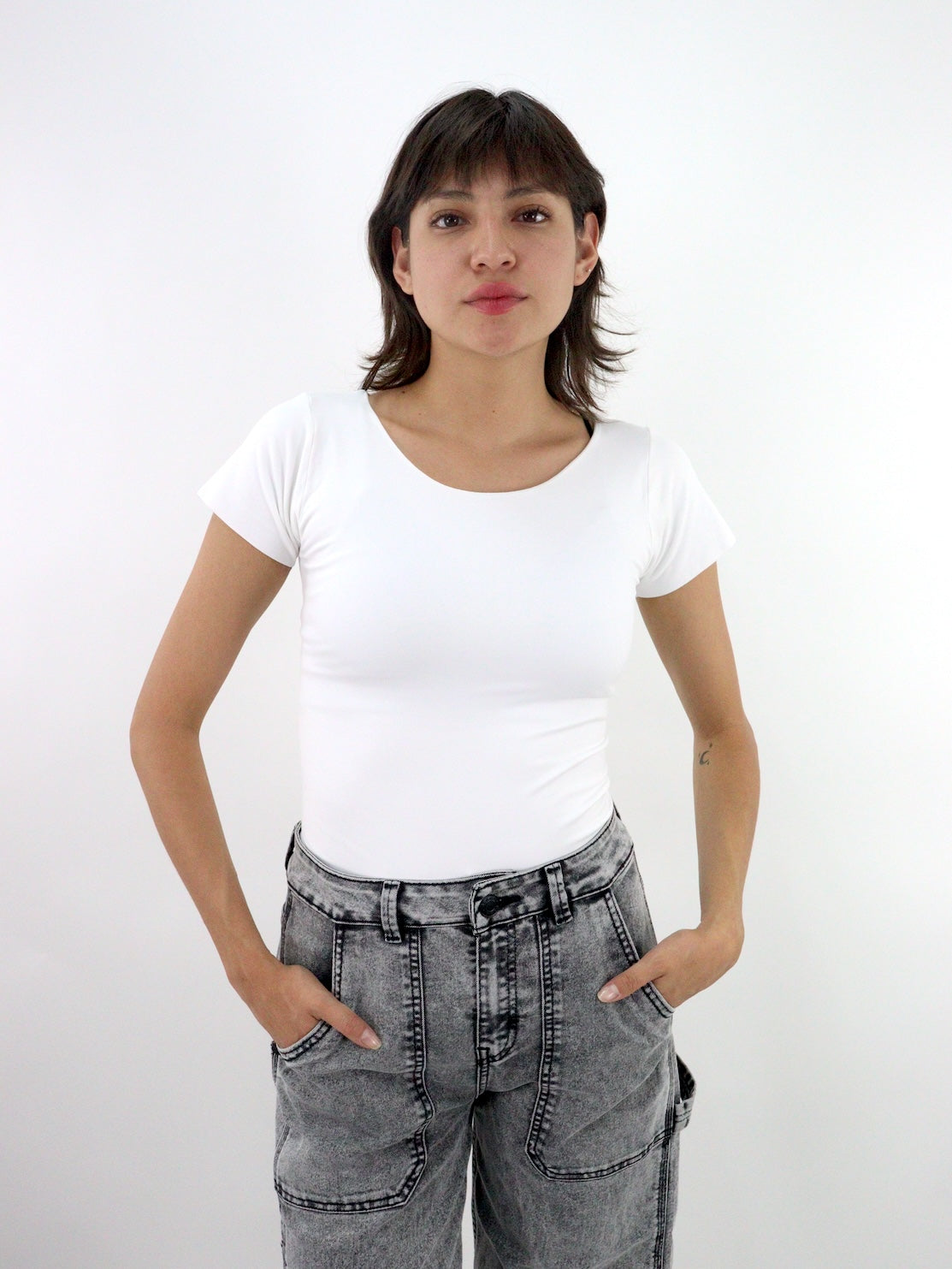 Body con mangas de color blanco