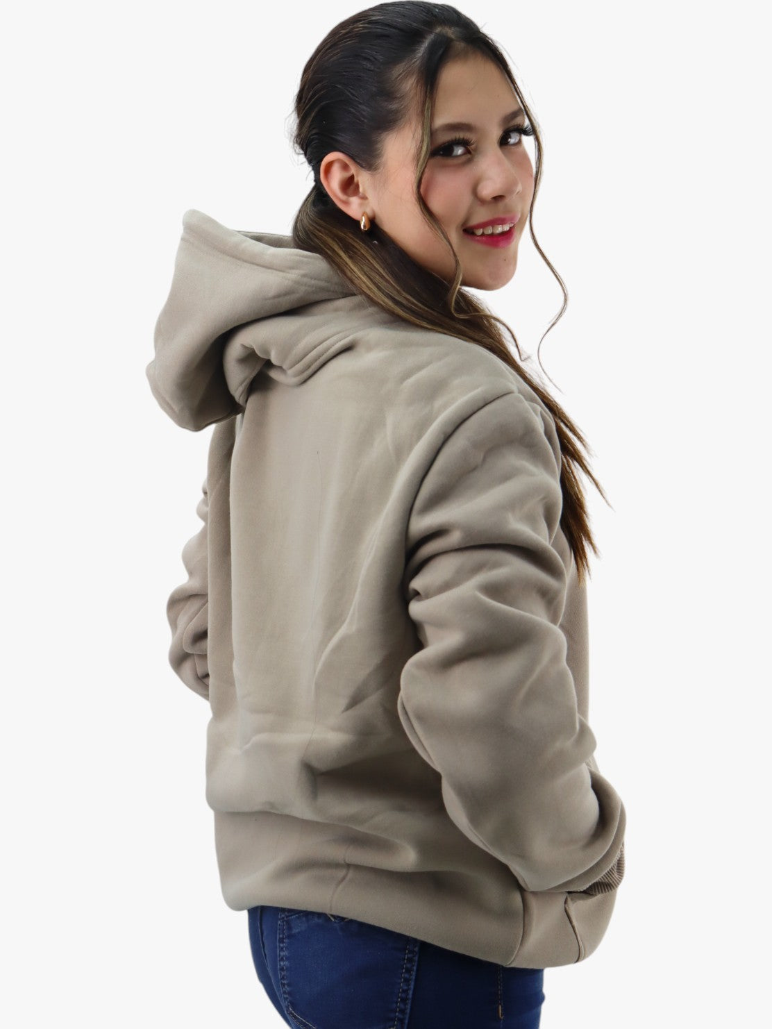 Hoodie básica unisex beige claro con capucha
