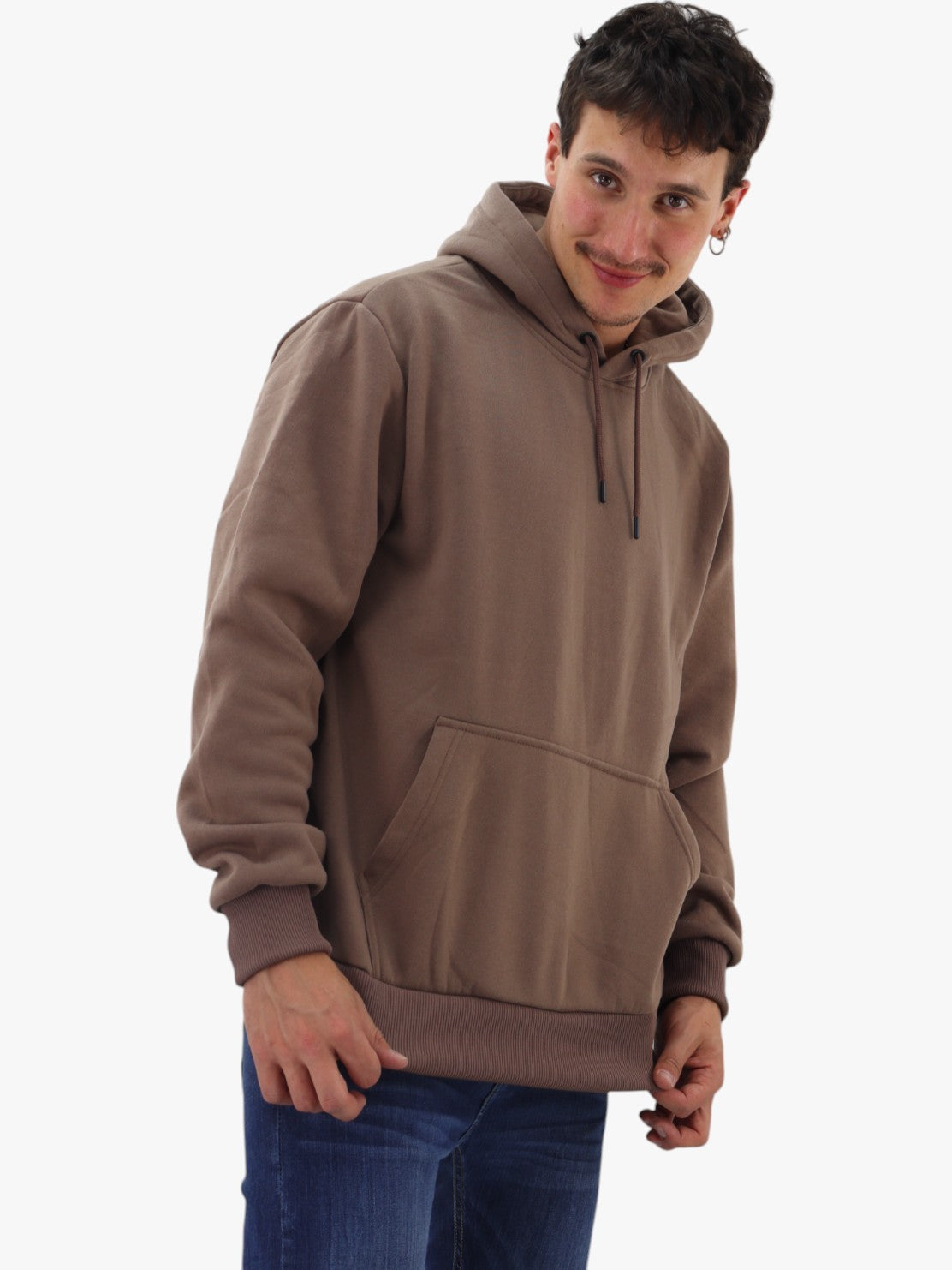 Hoodie básica unisex mocha con capucha
