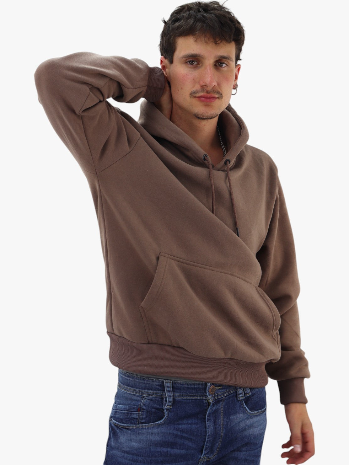 Hoodie básica unisex mocha con capucha