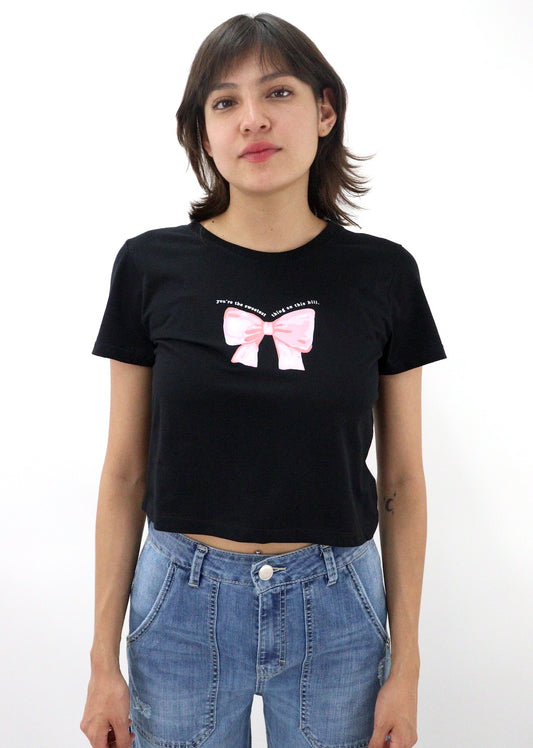 Playera slim size coquette de color negro