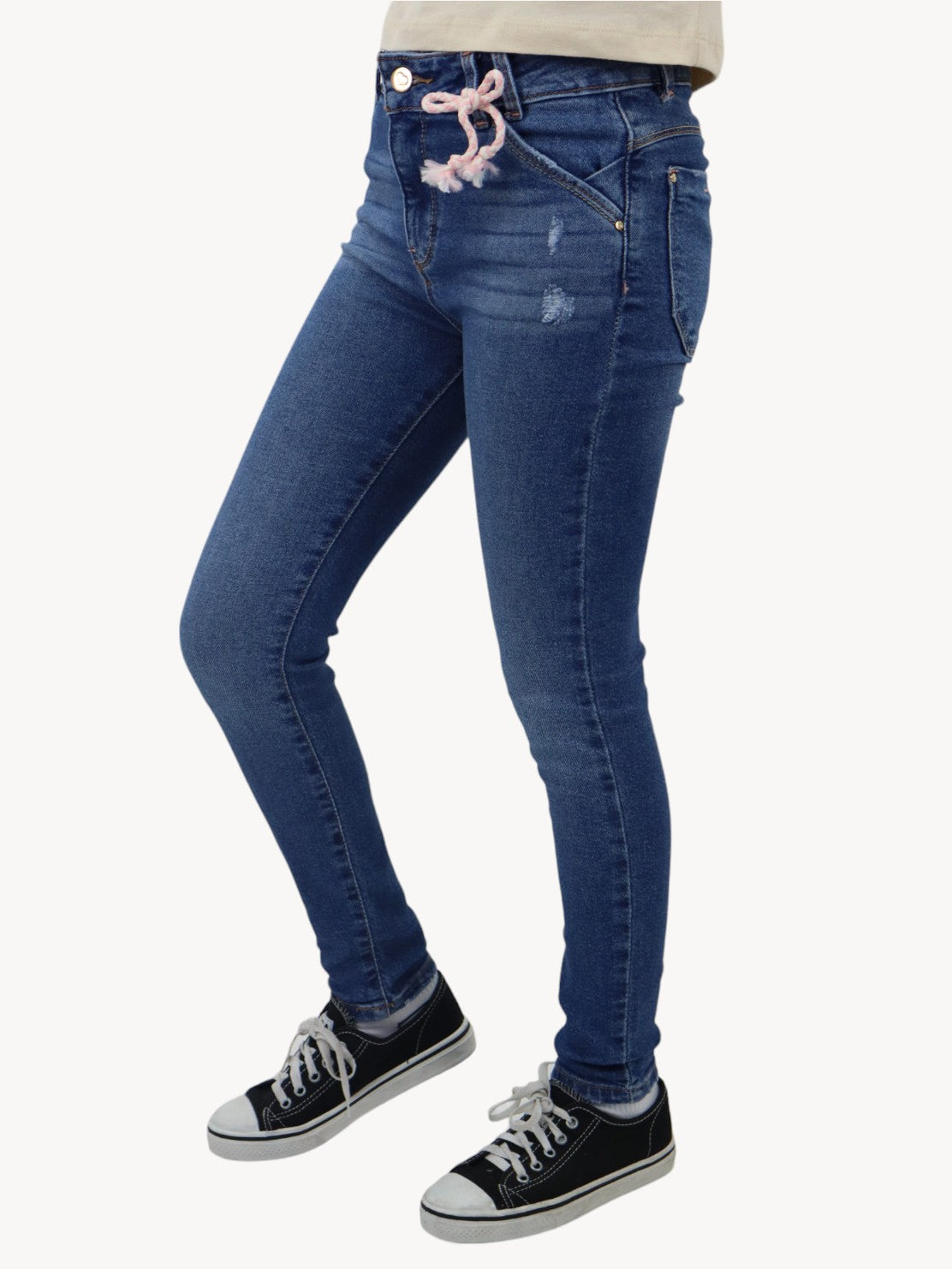 Jeans skinny azul medio con destrucción