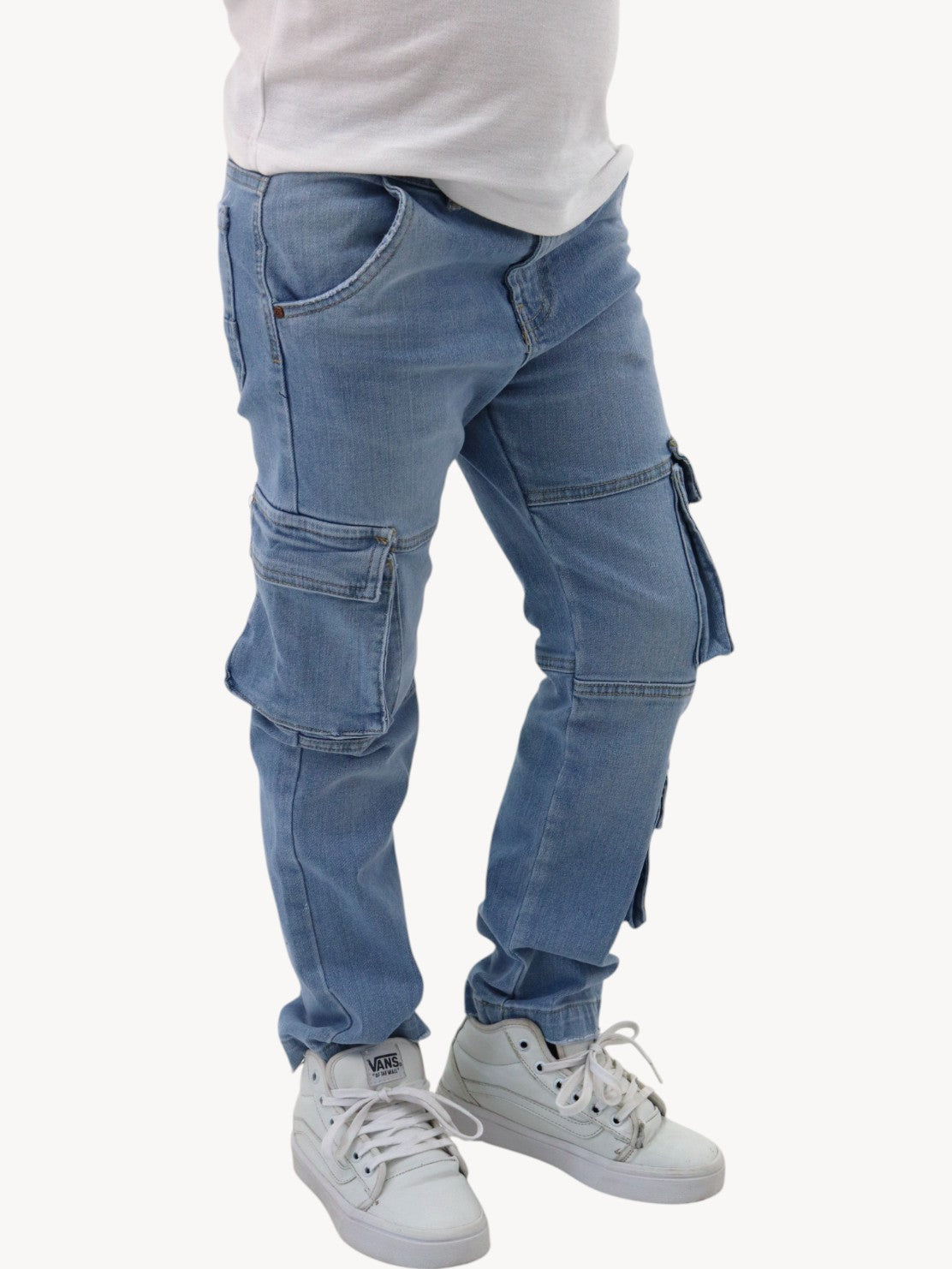 Jeans cargo bolsillos azul claro