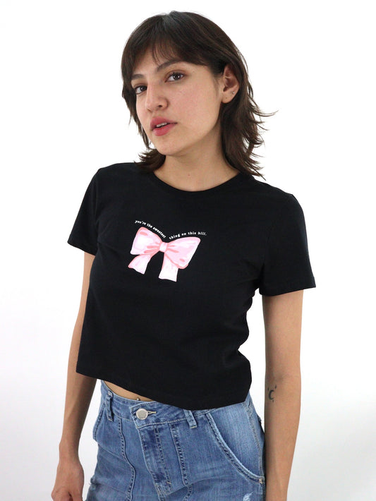Playera slim size coquette de color negro