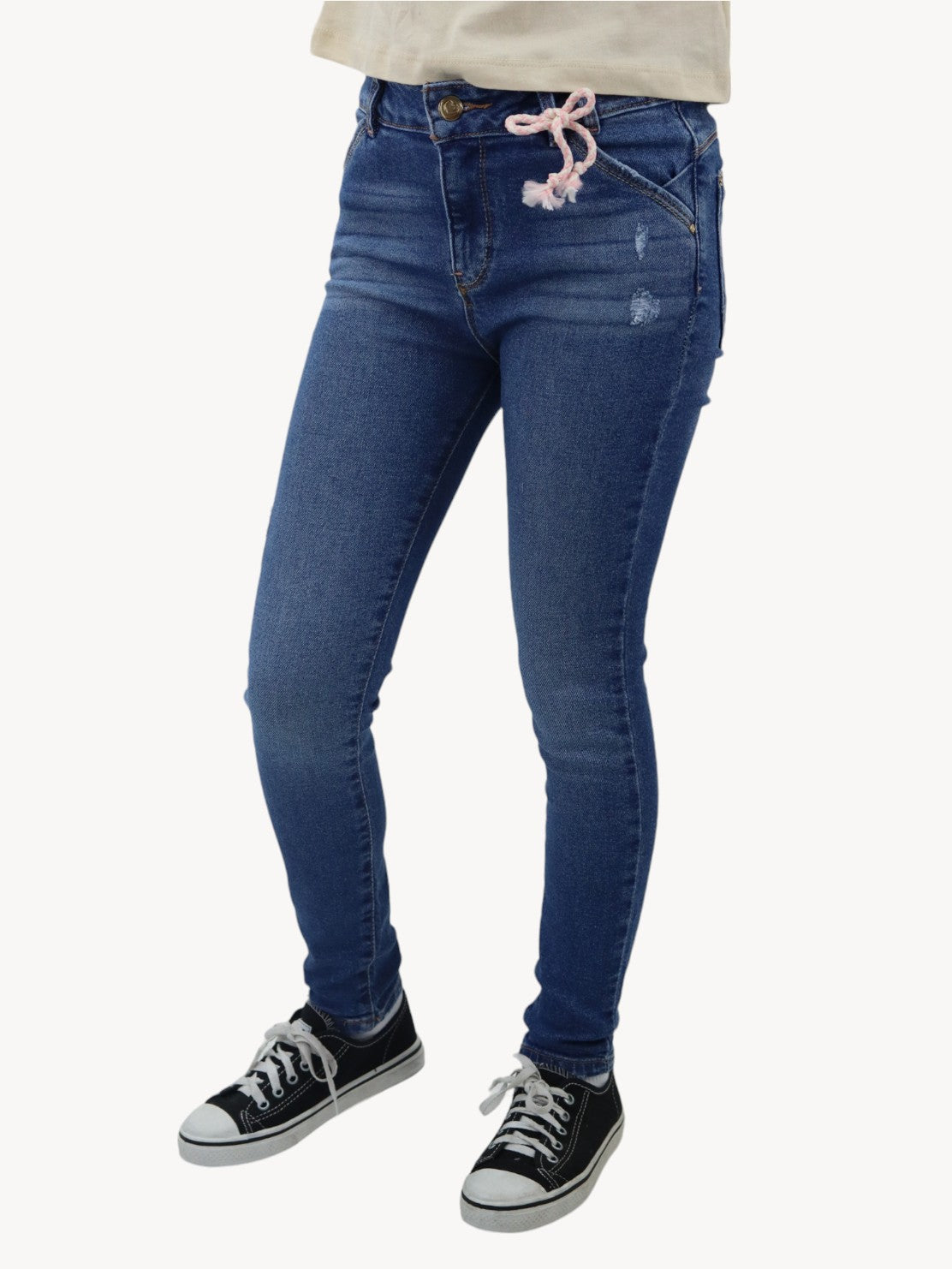 Jeans skinny azul medio con destrucción