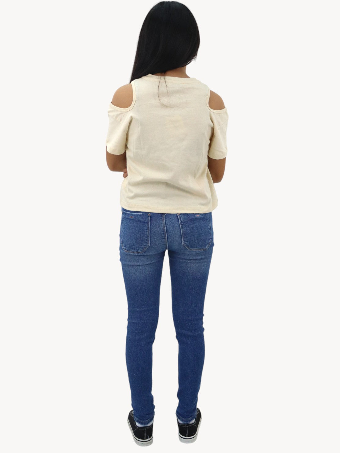 Jeans skinny azul medio con destrucción