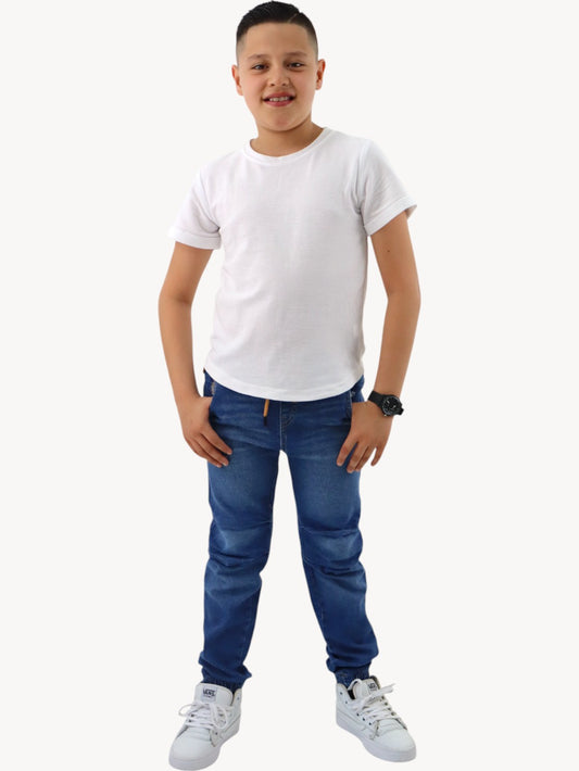 Jogger azul medio con cinturilla elástica