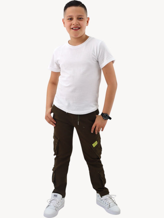 Jogger cargo con cintura elástica verde militar