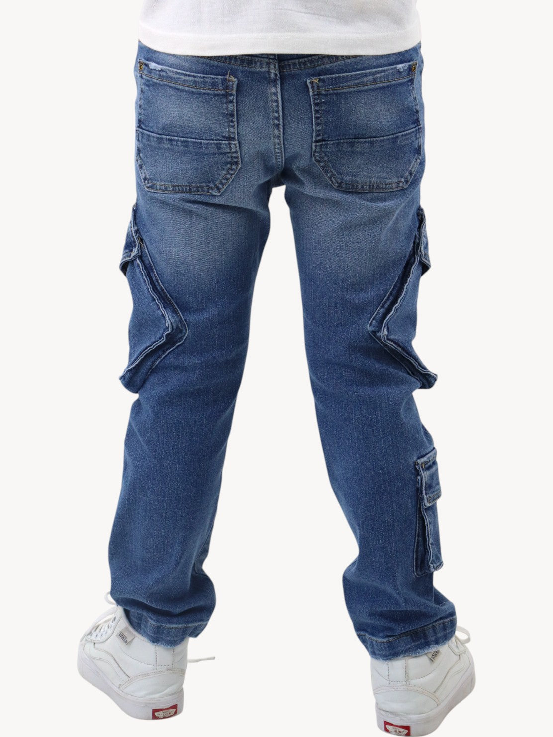 Jeans cargo bolsillos azul medio