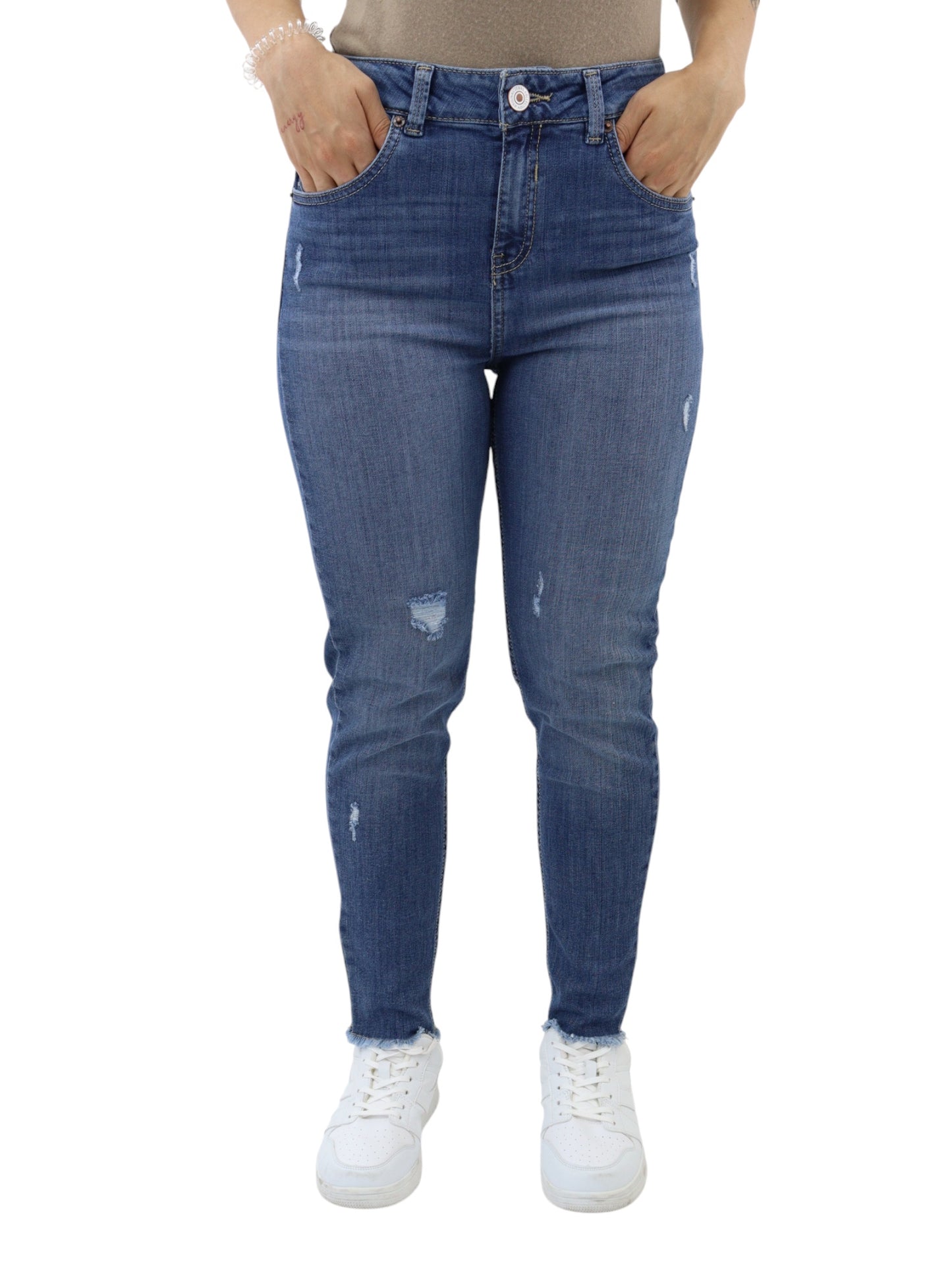 Jeans skinny con destrucción